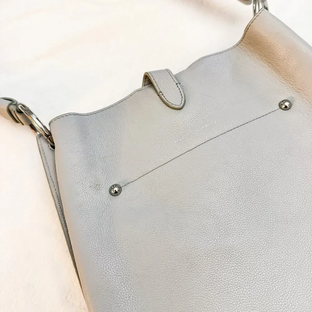 Rebecca Minkoff Gray Leather Bucket Bag Magnetic Closure EUC